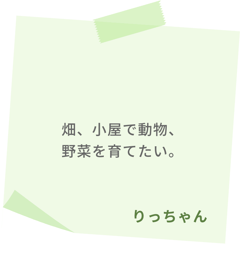 畑、小屋で動物、野菜を育てたい。　りっちゃん