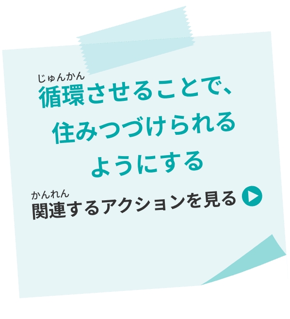 循環させることで、住みつづけられるようにする 関連するアクションを見る