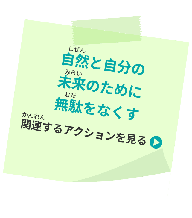 自然と自分の未来のために無駄をなくす 関連するアクションを見る