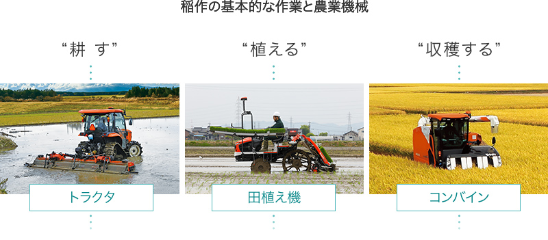 図：稲作の基本的な作業と農業機