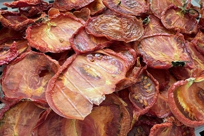 乾燥後、粉砕する前のトマト