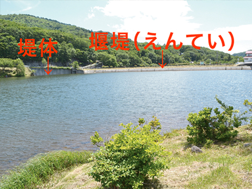 白樺湖の堤体と堰堤